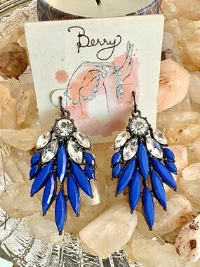 Berry Nordstrom Cobalt Blue Crystal Statement Chandelier Earrings